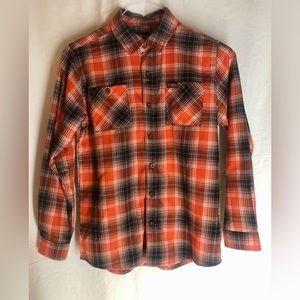 Boys DFC Defcon Powersports Orange/Black Ling Sleeve Plaid Shirt